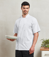 Premier Unisex Short Sleeve Stud Front Chef's Jacket