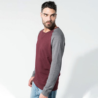 Men's two-tone organic crew neck raglan sleeve sweatshirt